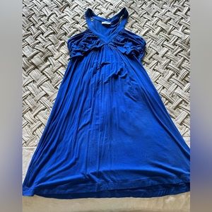 Calvin Klein Women's 8 Medium Cobalt Blue V Neck Sleeveless Dress Knee Length